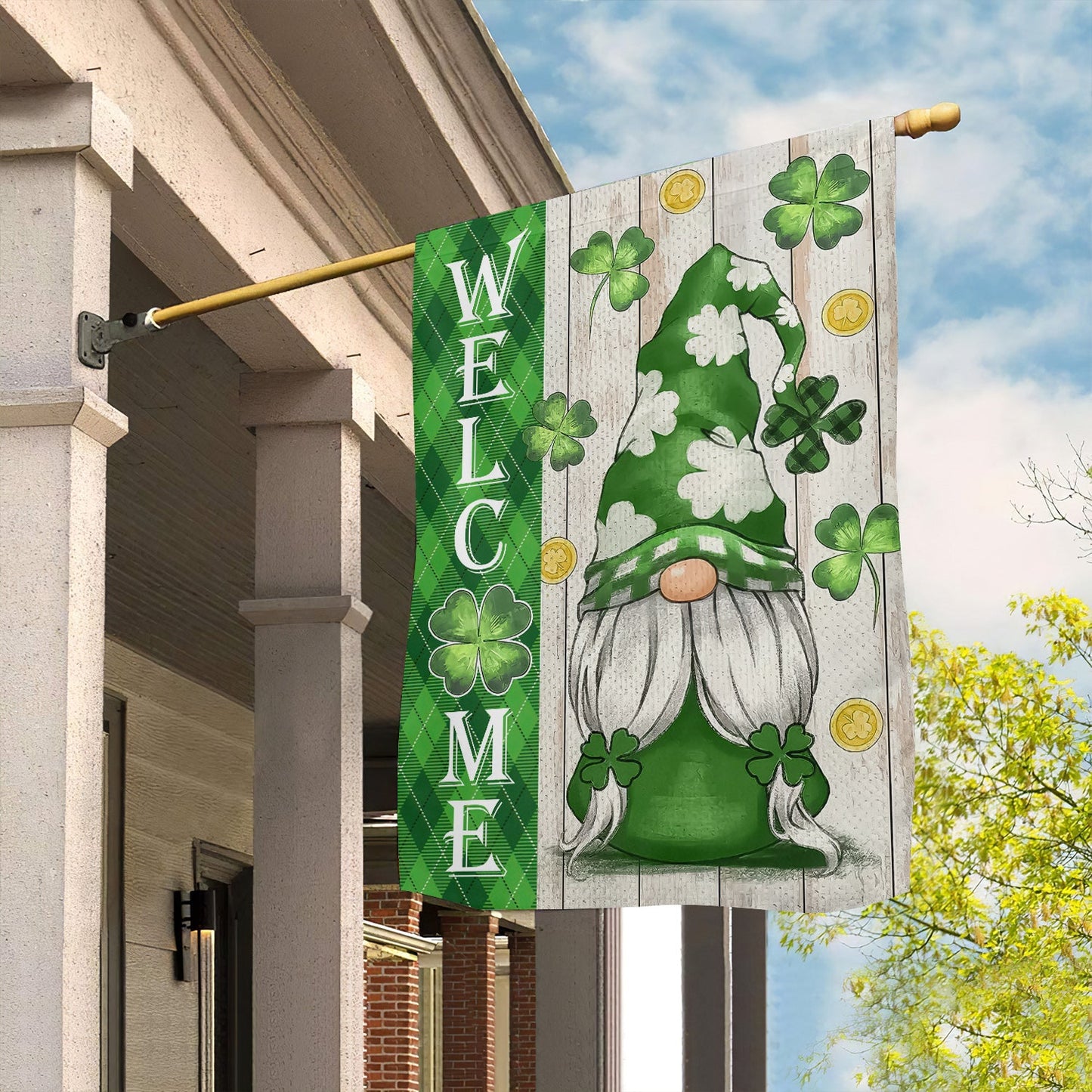 Green Gnome, St Patrick's Day Garden Flag & House Flag Gift, St Patricks Day Irish Outdoor Decoration