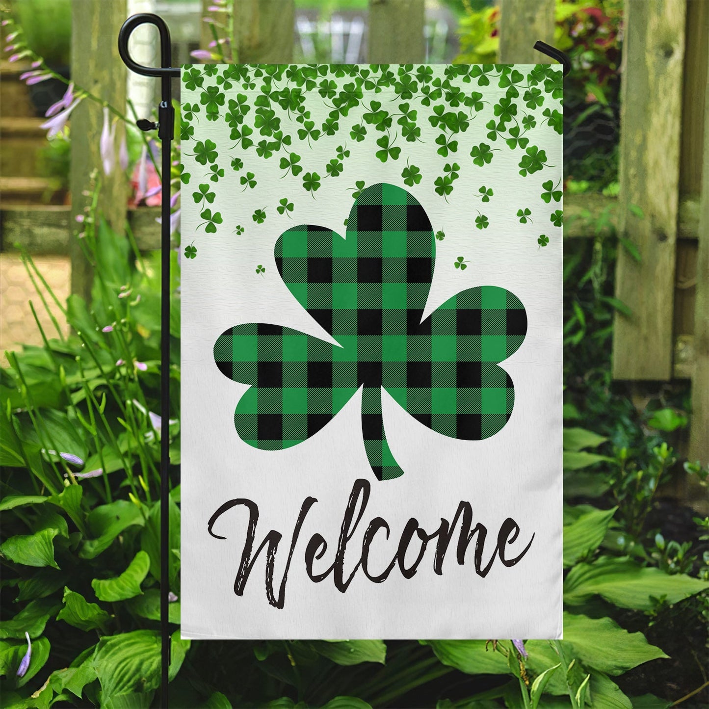 Welcome, St Patrick's Day Lucky Shamrocks Garden Flag & House Flag Gift, St Patricks Day Irish Outdoor Decoration
