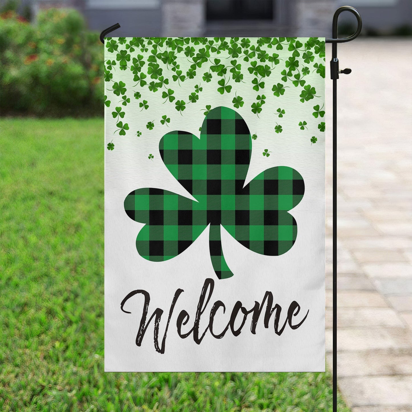 Welcome, St Patrick's Day Lucky Shamrocks Garden Flag & House Flag Gift, St Patricks Day Irish Outdoor Decoration