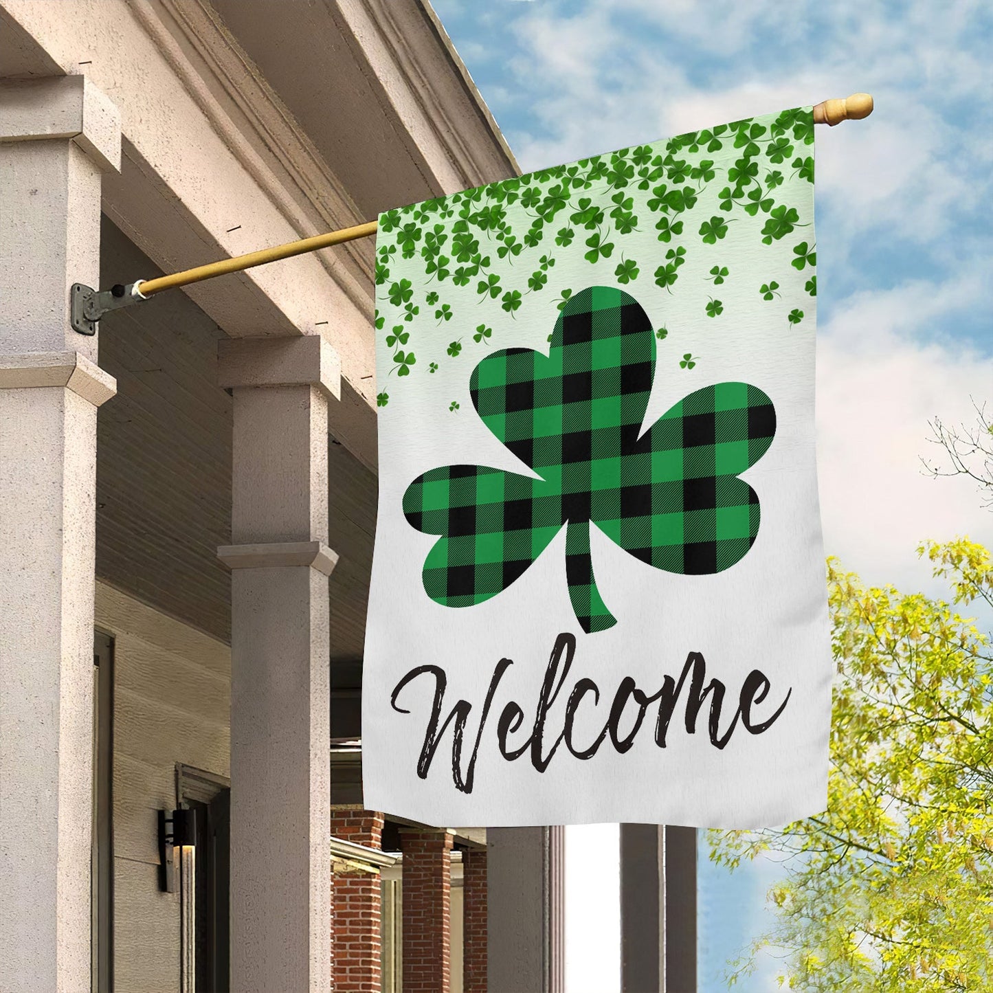 Welcome, St Patrick's Day Lucky Shamrocks Garden Flag & House Flag Gift, St Patricks Day Irish Outdoor Decoration