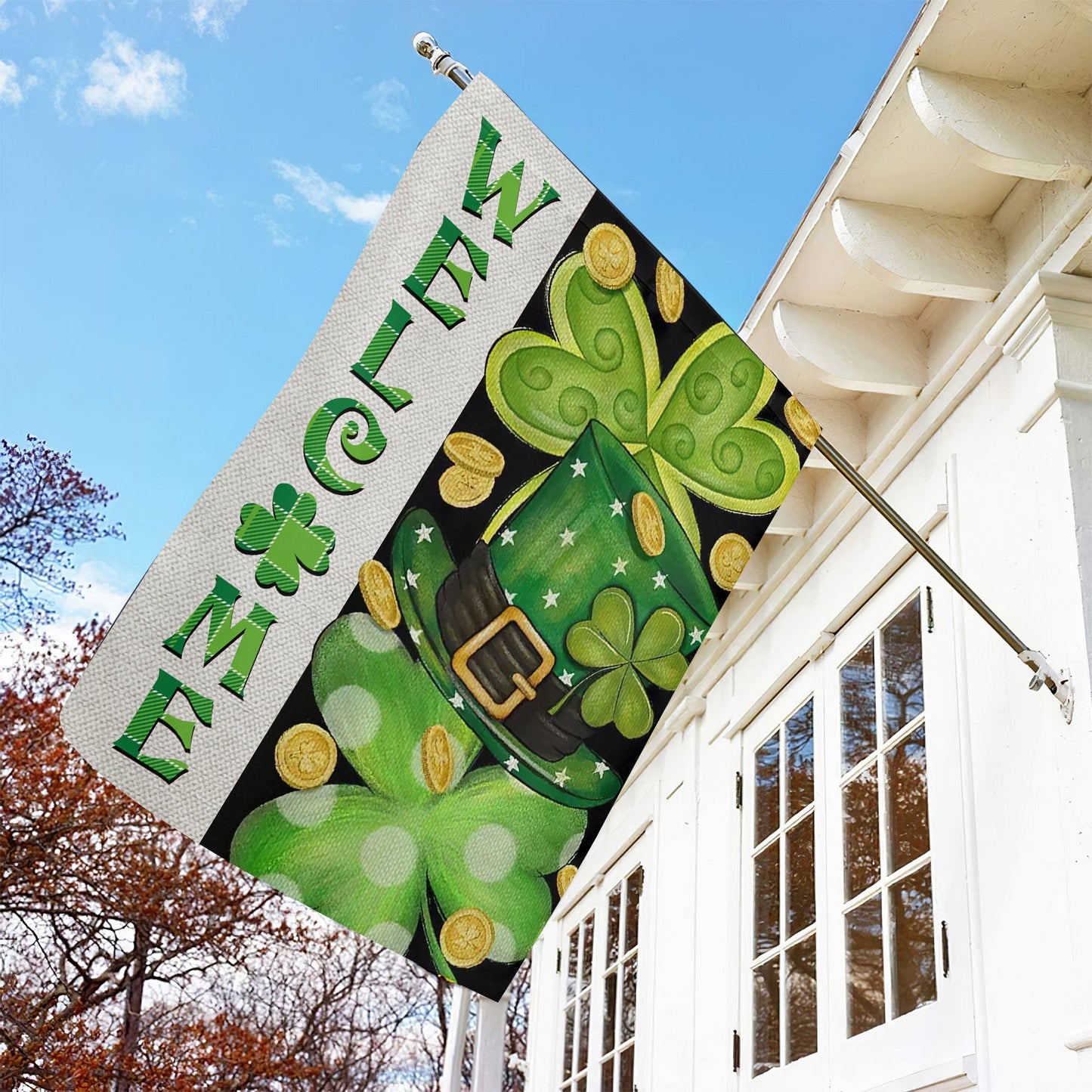 Lucky Charms Green Hat, St Patrick's Day Garden Flag & House Flag Gift, St Patricks Day Irish Outdoor Decoration