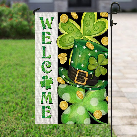 Lucky Charms Green Hat, St Patrick's Day Garden Flag & House Flag Gift, St Patricks Day Irish Outdoor Decoration