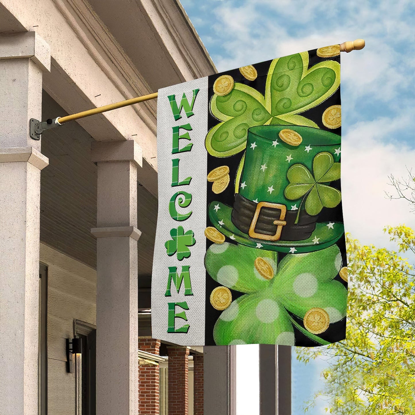 Lucky Charms Green Hat, St Patrick's Day Garden Flag & House Flag Gift, St Patricks Day Irish Outdoor Decoration