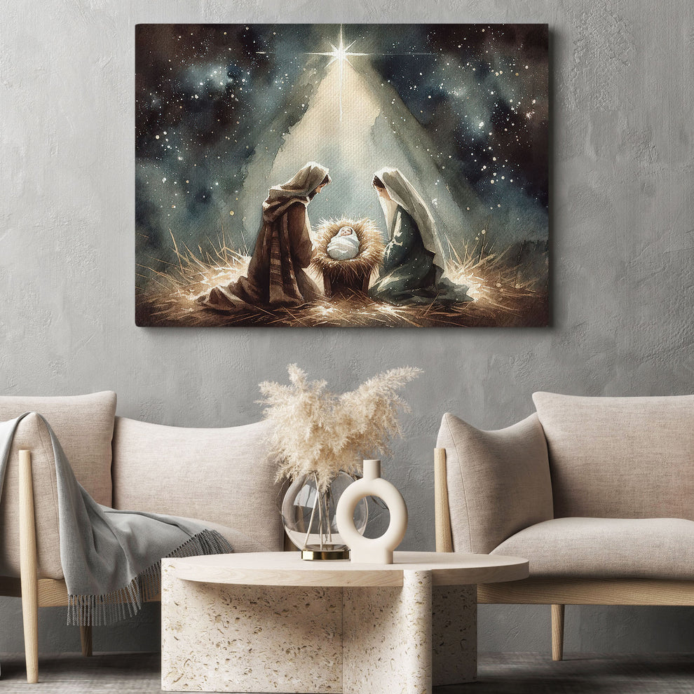 Holy Family The Birth Of Hope, Nativity Christmas Canvas Painting, Xma ...