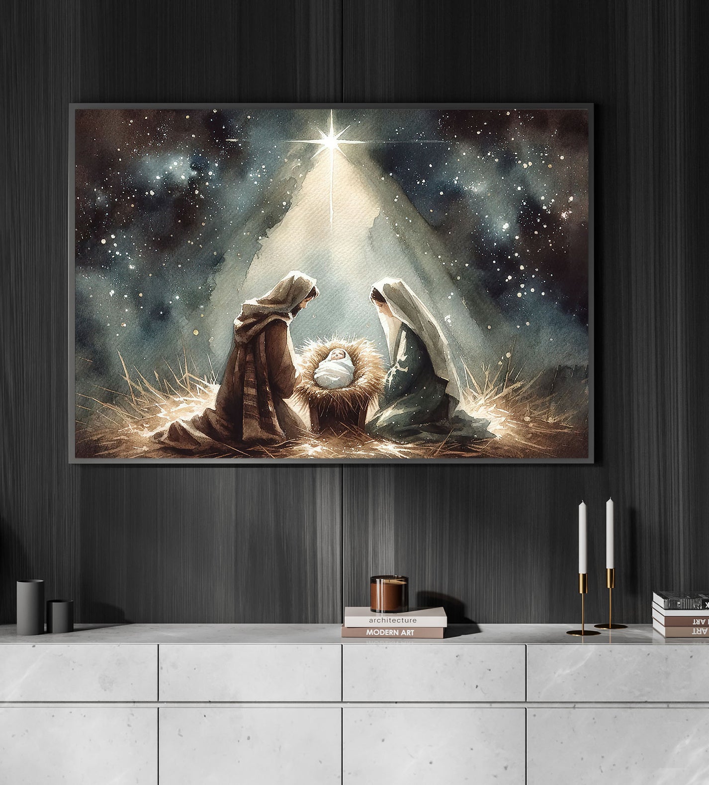 Holy Family The Birth Of Hope, Nativity Christmas Canvas Painting, Xma ...