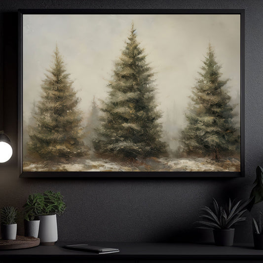 Three Christmas Tree, Christmas Tree Canvas Painting, Xmas Wall Art Decor - Christmas Poster Gift