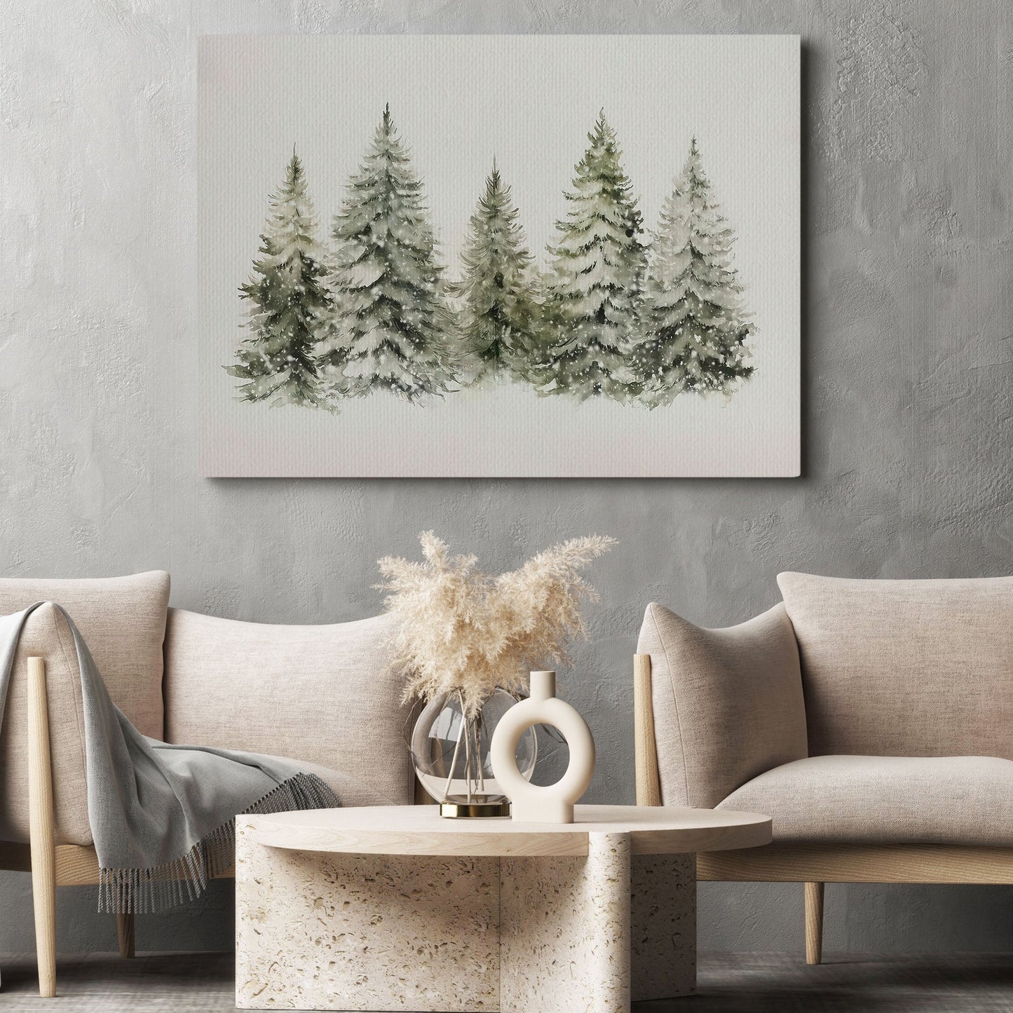 A Serene Winter's Tale, Christmas Tree Canvas Painting, Xmas Wall Art Decor - Christmas Poster Gift