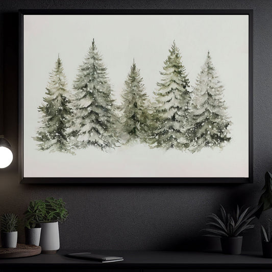 A Serene Winter's Tale, Christmas Tree Canvas Painting, Xmas Wall Art Decor - Christmas Poster Gift