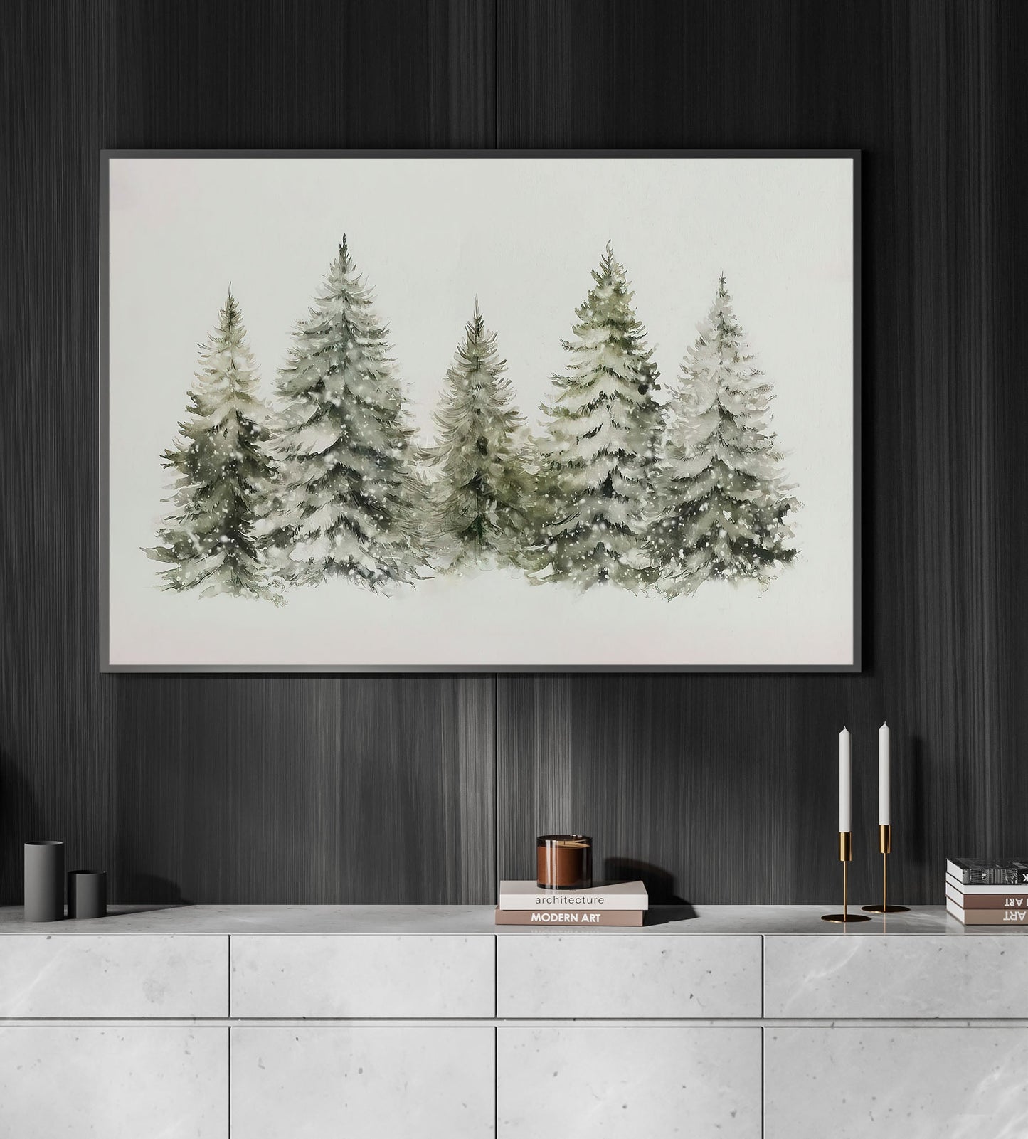 A Serene Winter's Tale, Christmas Tree Canvas Painting, Xmas Wall Art Decor - Christmas Poster Gift