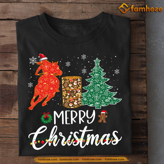 Barrel Racing Christmas T-shirt, Merry Christmas, Gift For Barrel Racing Lovers, Horse Riders, Equestrians