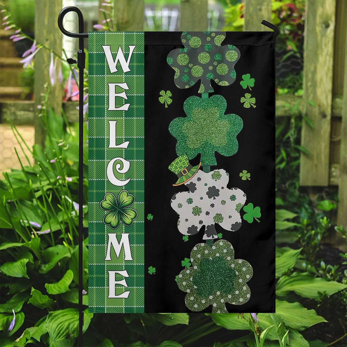 Welcome Lucky Shamrocks, St Patrick's Day Garden Flag & House Flag Gift, St Patricks Day Irish Outdoor Decoration