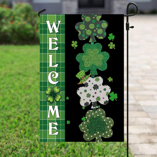 Welcome Lucky Shamrocks, St Patrick's Day Garden Flag & House Flag Gift, St Patricks Day Irish Outdoor Decoration