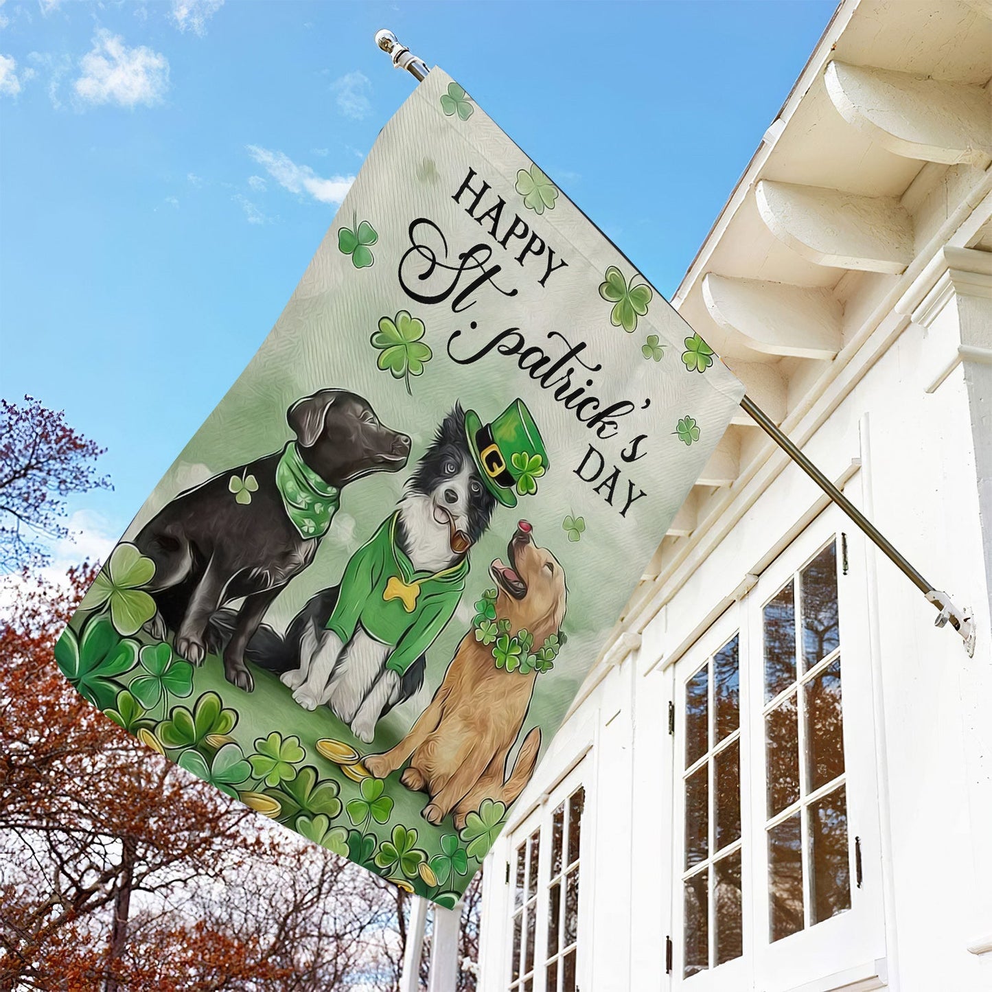 St Patrick's Day Dog Flag, St Patrick's Day Dog Garden Flag & House Flag Gift, St Patricks Day Irish Outdoor Decoration Gift For Dog Lovers