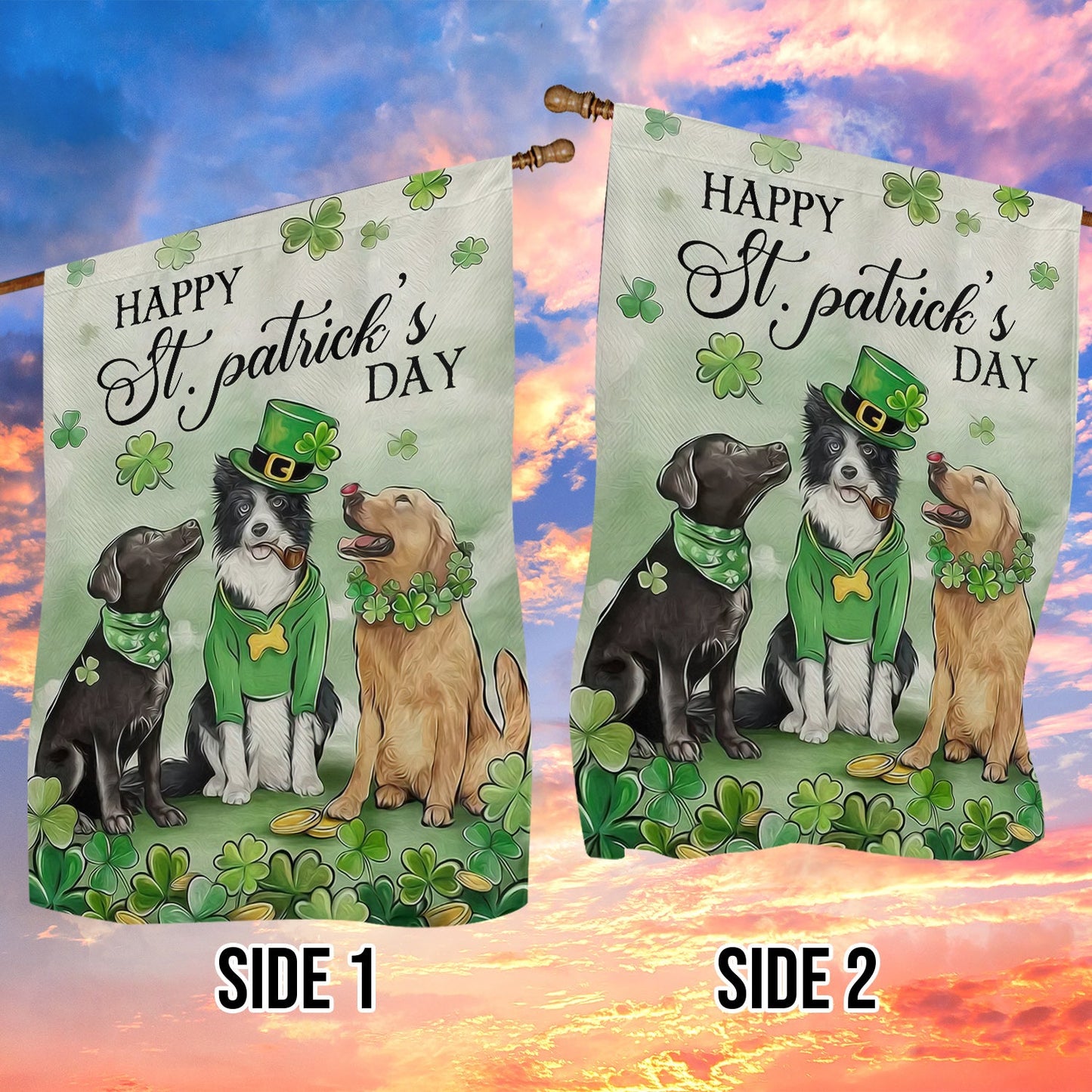 St Patrick's Day Dog Flag, St Patrick's Day Dog Garden Flag & House Flag Gift, St Patricks Day Irish Outdoor Decoration Gift For Dog Lovers