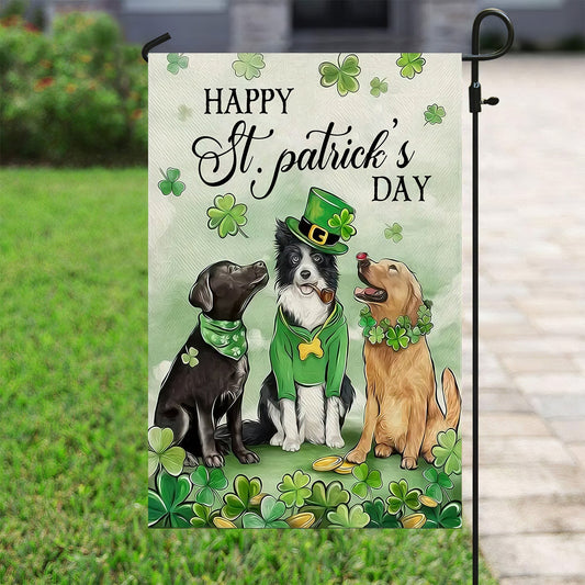 St Patrick's Day Dog Flag, St Patrick's Day Dog Garden Flag & House Flag Gift, St Patricks Day Irish Outdoor Decoration Gift For Dog Lovers