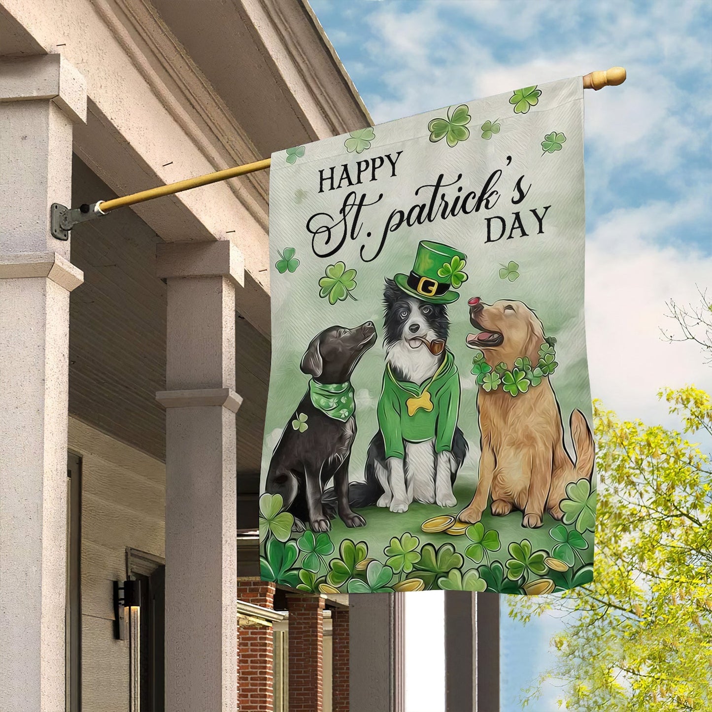 St Patrick's Day Dog Flag, St Patrick's Day Dog Garden Flag & House Flag Gift, St Patricks Day Irish Outdoor Decoration Gift For Dog Lovers