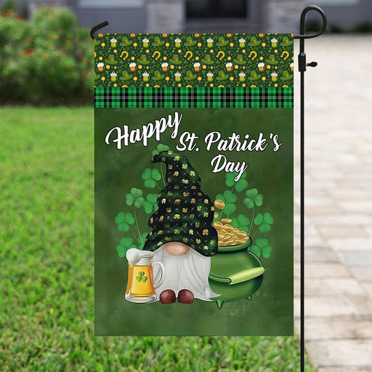 Green Gnome Brings Beer, St Patrick's Day Garden Flag & House Flag Gift, St Patricks Day Irish Outdoor Decoration