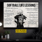 Softball Life Lessons, Personalized Motivational Softball Canvas Painting, Inspirational Quotes Wall Art Decor, Poster Gift For Softball Lovers