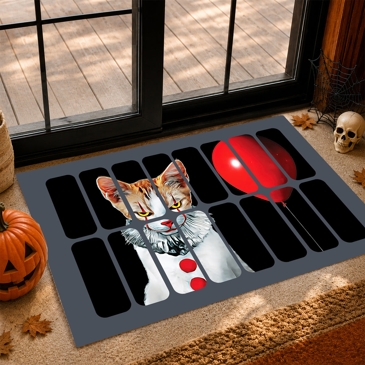 Cool Halloween Cat Doormat, Cat Behind The Window, Housewarming Gift, Doormat Decor, Gift For Cat Lovers, Cat Owners