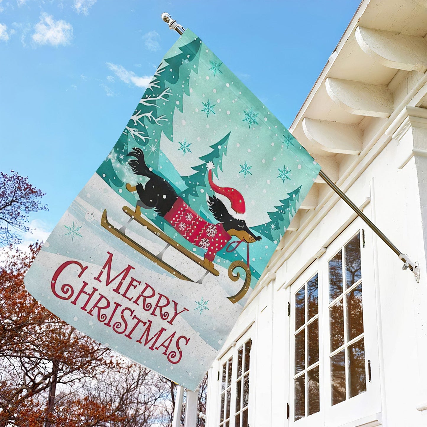 Merry Christmas Dachshund Dog, Dachshund Xmas Garden Flag - House Flag Gift, Gift For Dachshund Lovers