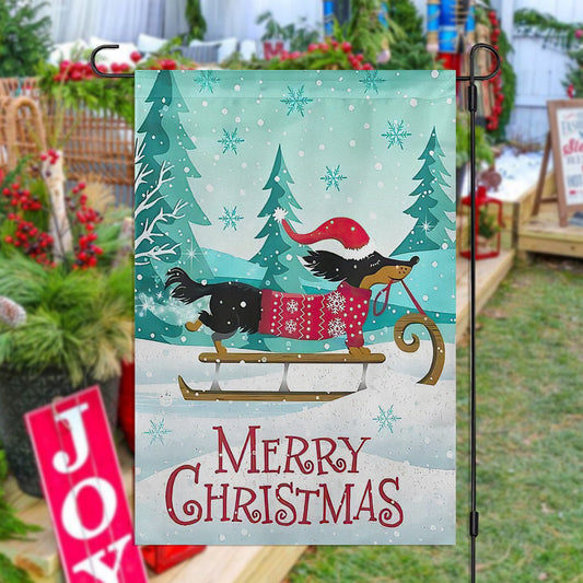 Merry Christmas Dachshund Dog, Dachshund Xmas Garden Flag - House Flag Gift, Gift For Dachshund Lovers