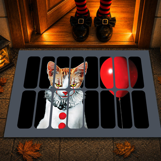 Cool Halloween Cat Doormat, Cat Behind The Window, Housewarming Gift, Doormat Decor, Gift For Cat Lovers, Cat Owners