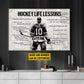 Hockey Life Lessons, Personalized Motivational Hockey Canvas Painting, Inspirational Quotes Wall Art Decor, Poster Gift For Hockey Lovers