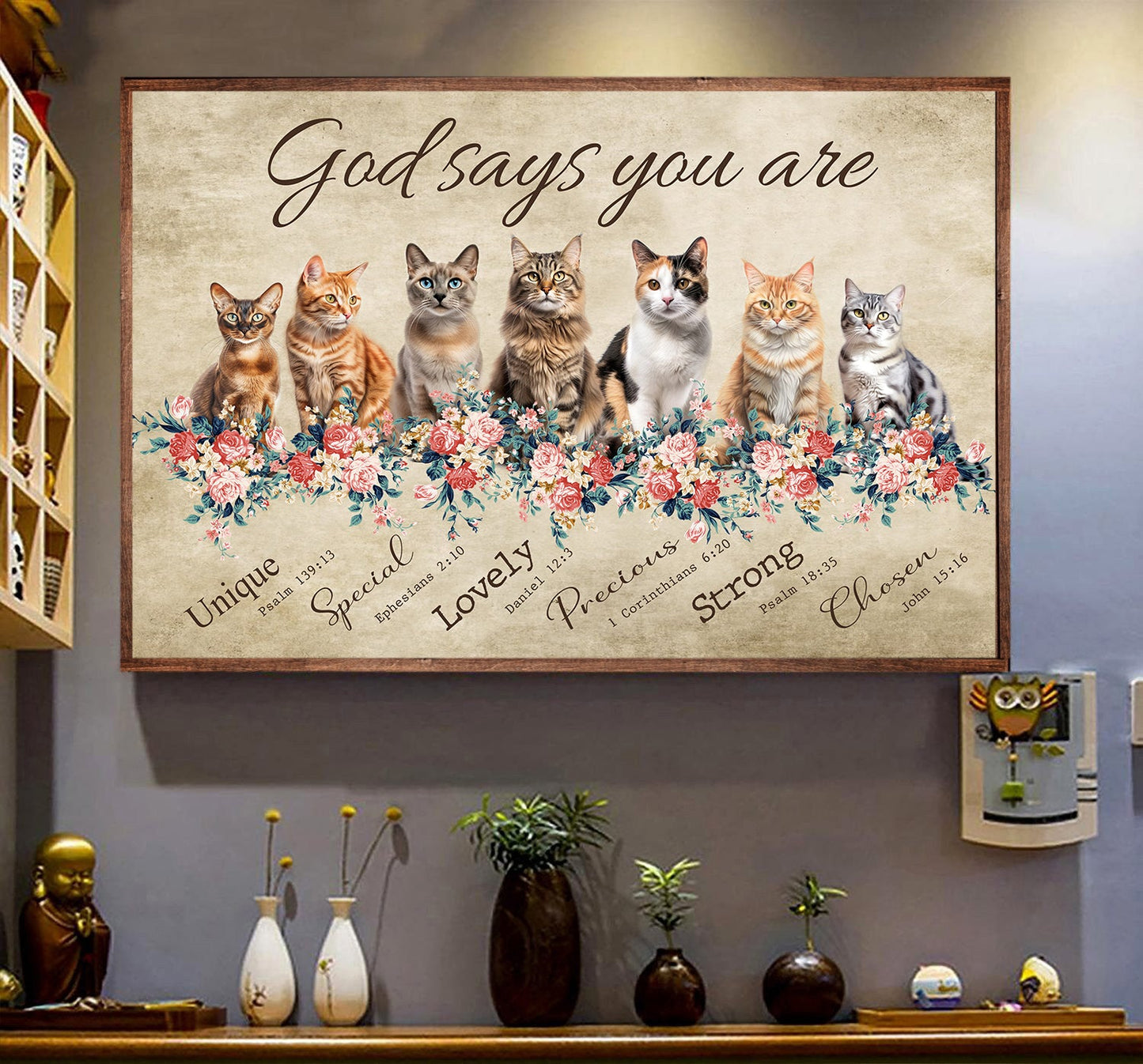 God Says You Are Strong Lovely Canvas Painting, Wall Art Decor - Poster Gift For Cat Lovers, Cat Owners
