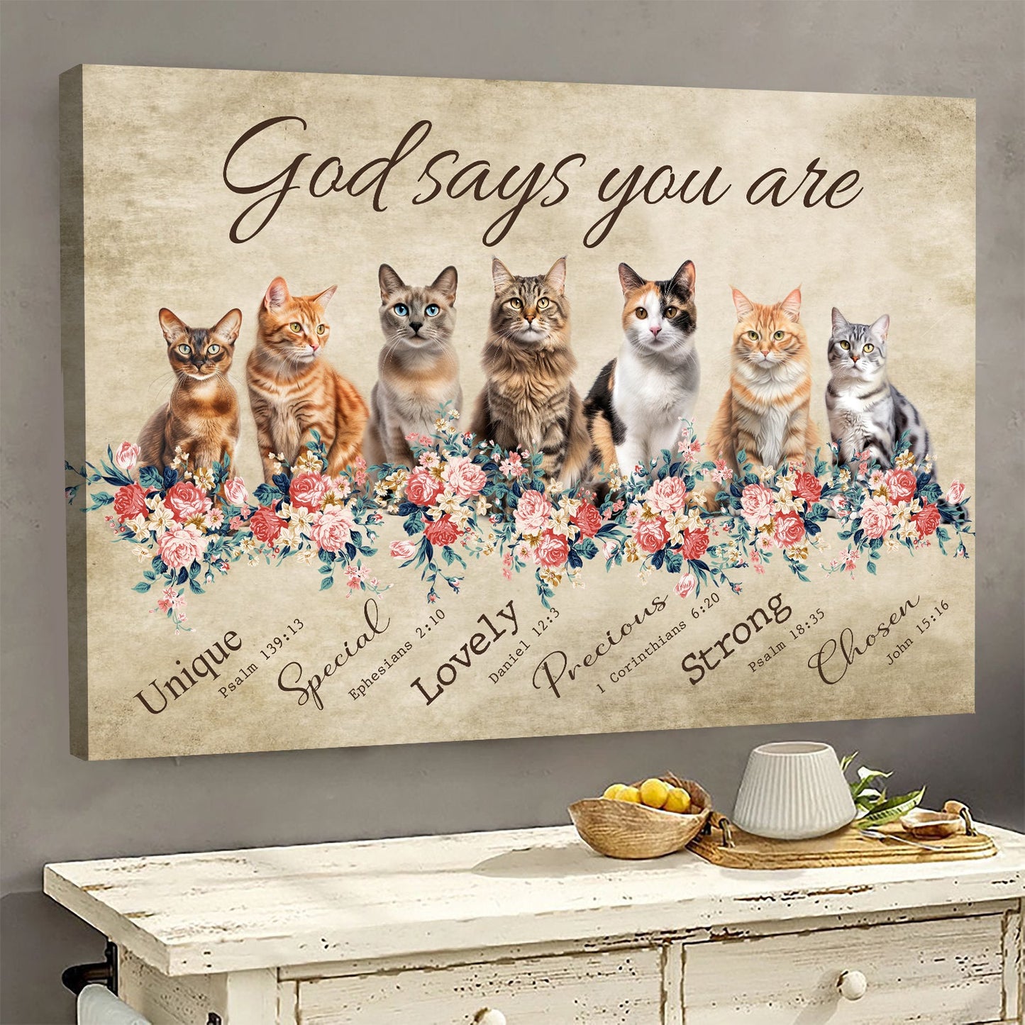 God Says You Are Strong Lovely Canvas Painting, Wall Art Decor - Poster Gift For Cat Lovers, Cat Owners
