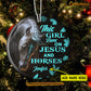 Christmas Horse Ornament, This Girl Runs On Jesus And Horses Gift For Horse Lovers, Personalized Custom Circle Ceramic Ornament