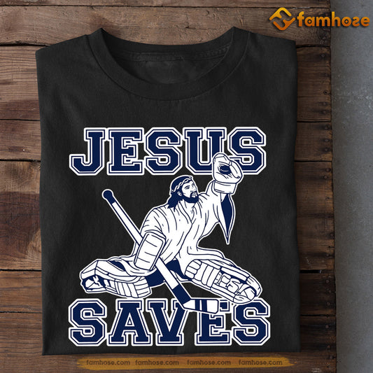 Hockey T-shirt, Jesus Saves, Gift For Hockey Lovers, Hockey Tees