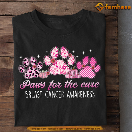 Dog T-shirt, Paws For The Cure, Gift For Dog Lovers Who Supports Breast Cancer Awareness