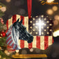 Christmas Horse Ornament, Horse With Jesus USA Flag Gift For Horse Lovers, Aluminum Ornament