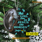 Christmas Horse Ornament, This Girl Runs On Jesus And Horses Gift For Horse Lovers, Personalized Custom Circle Ceramic Ornament