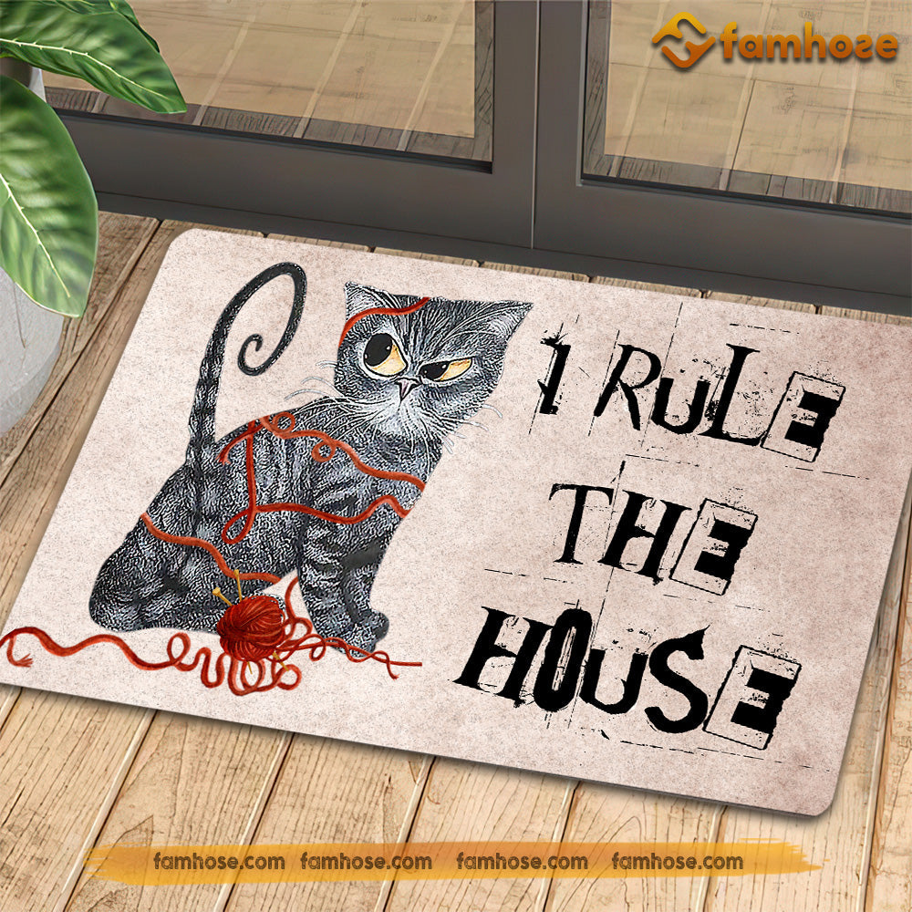 Funny Cat Doormat, I Rule The House Gift For Cat Lovers, New Home Gift, Housewarming Gift, Cat Decor