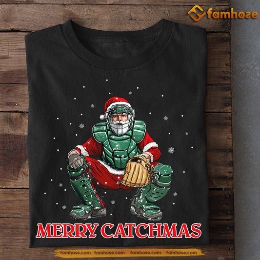 Funny Christmas Baseball T-shirt, Merry Catchmas, Xmas Gift For Baseball Lovers