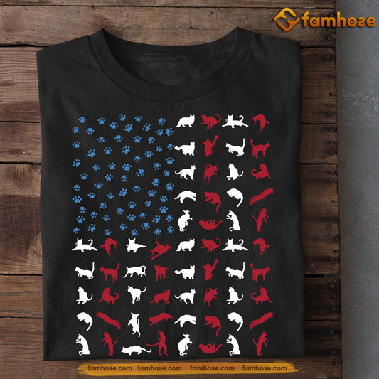 July 4th Cat T-shirt, Many Kind Of Cat Breeds Arrange USA Flag Cat Patriotic Tees, Independence Day Gift For Cat Lovers, Cat Owners