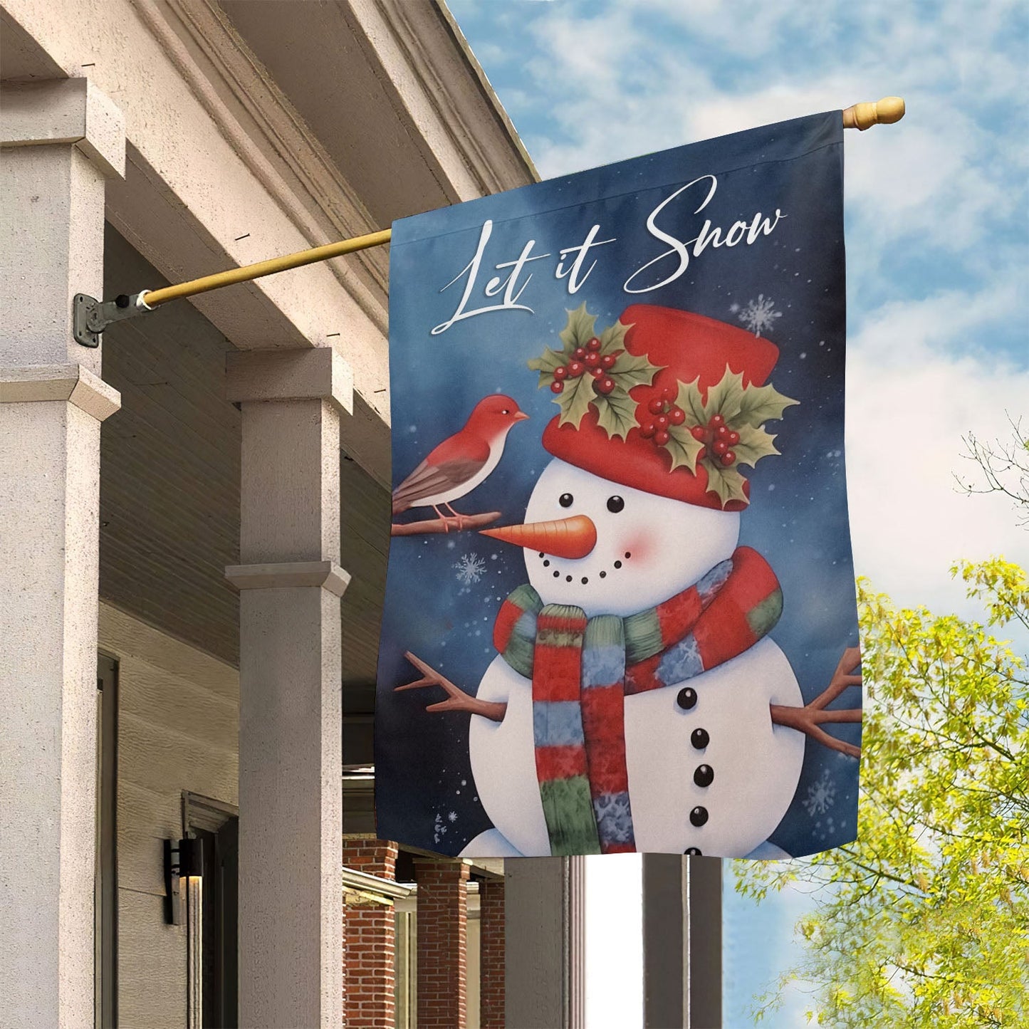 Let It Snow, Snowman Xmas Garden Flag & House Flag, Christmas Flag Gift For Snowman Lovers