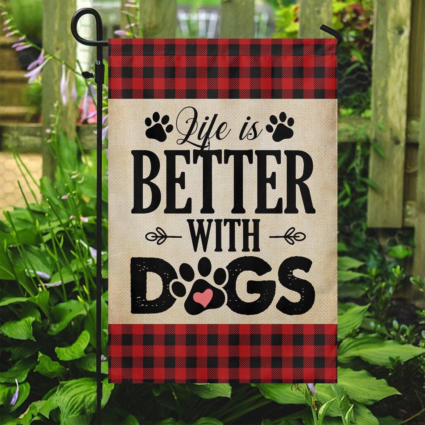 Motivational Dog Flag, Life Is Better With Dogs, Inspirational Quotes Garden Flag & House Flag Gift, Outdoor Decoration Gift For Dog Lovers