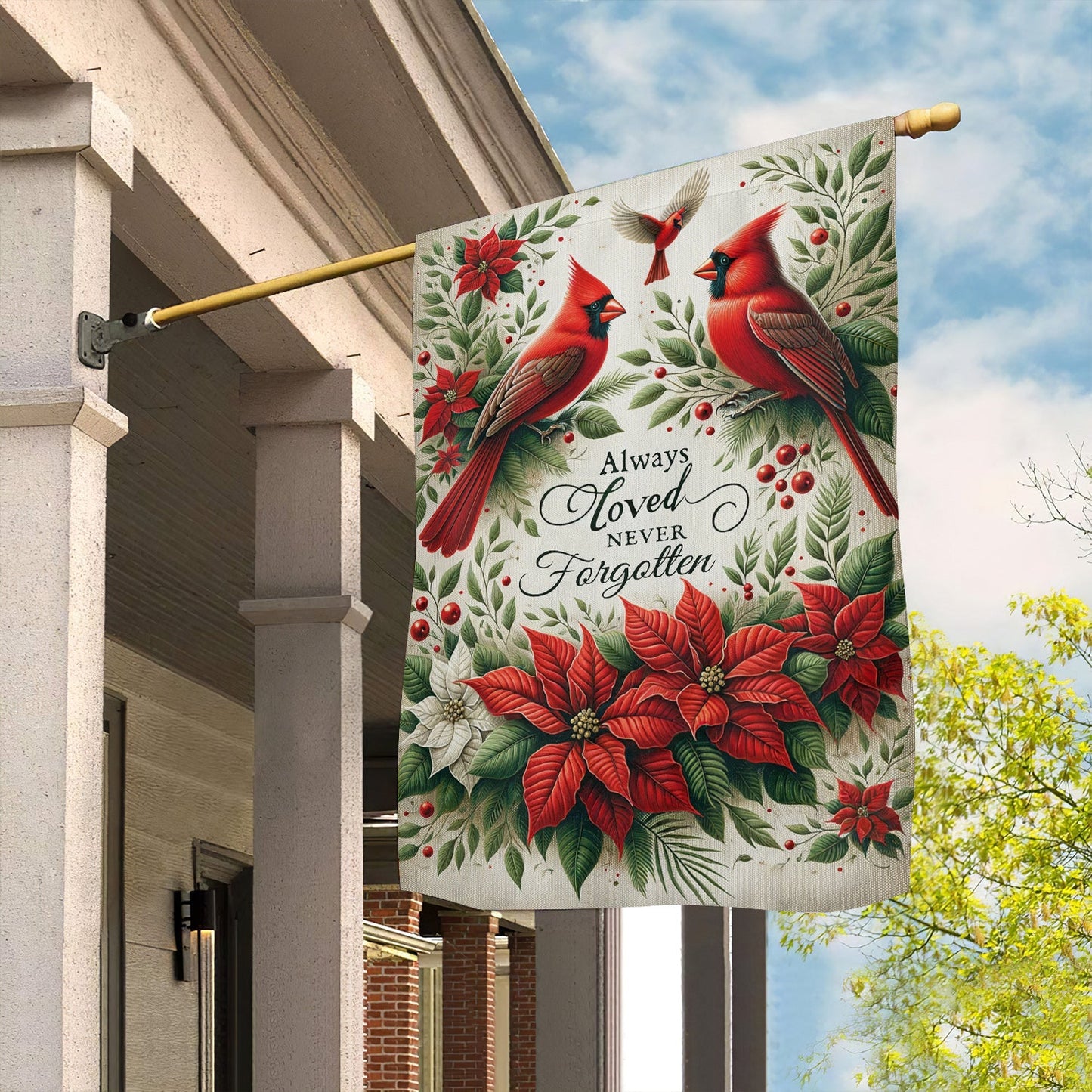 Always Loved Never Forgotten, Cardinal Memorial Garden Flag & House Flag Gift, Loving Memory Outdoor Decoration Gift