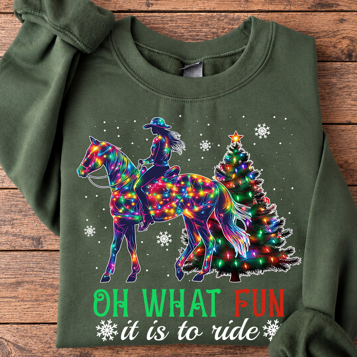 Horse Riding Christmas Sweatshirt, Oh What Fun Cowgirls Crewneck Sweatshirt Gift For Horse Lovers