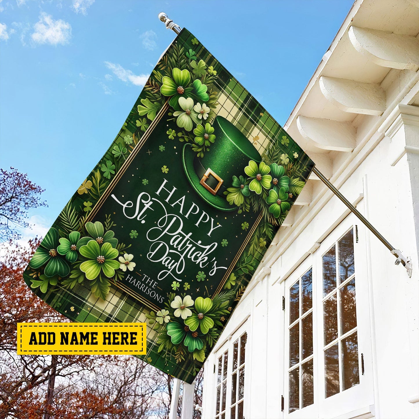 Green Hat Patrick's Day, Personalized St Patrick's Day Garden Flag & House Flag Gift, St Patricks Day Irish Outdoor Decoration