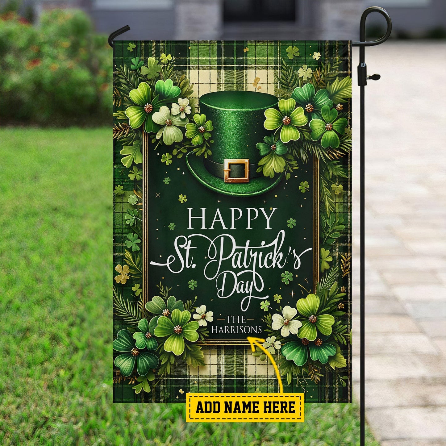 Green Hat Patrick's Day, Personalized St Patrick's Day Garden Flag & House Flag Gift, St Patricks Day Irish Outdoor Decoration