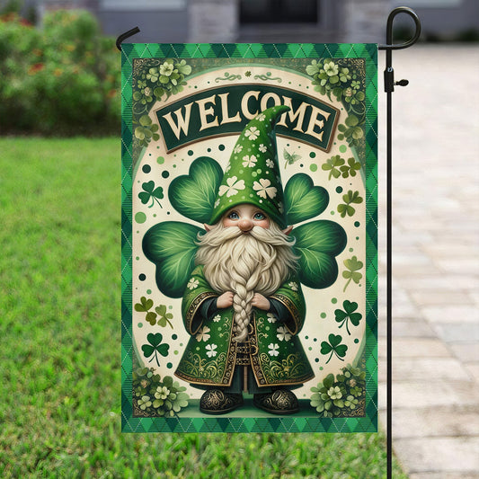 Gnome Lucky, St Patrick's Day Garden Flag & House Flag Gift, St Patricks Day Irish Outdoor Decoration