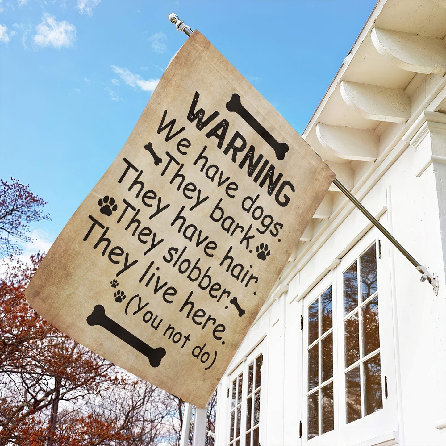 Funny Dog Flag, Warning: We Have Dogs, Dog Garden Flag & House Flag Gift, Outdoor Decoration Gift For Dog Lovers