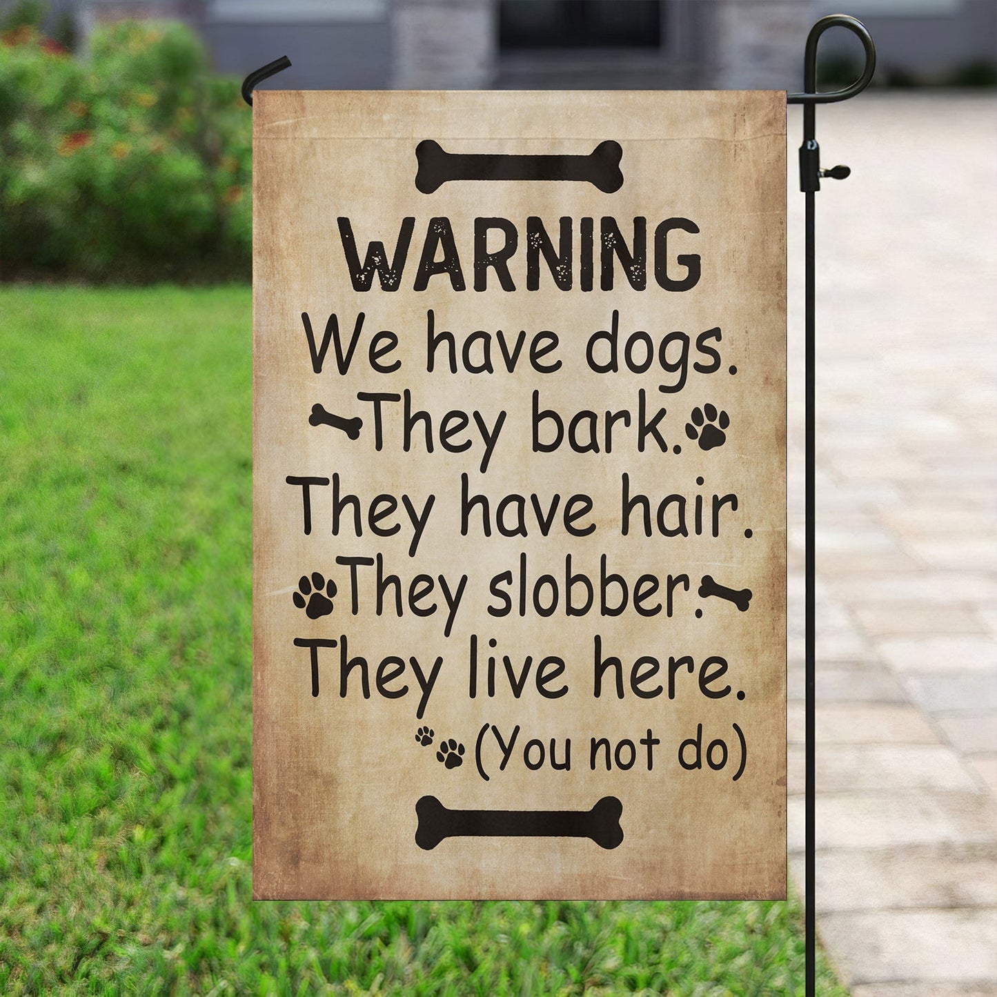 Funny Dog Flag, Warning: We Have Dogs, Dog Garden Flag & House Flag Gift, Outdoor Decoration Gift For Dog Lovers