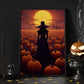 Witch In The Field Pumpkin Halloween Canvas Painting, Wall Art Decor - Witch Halloween Poster Gift