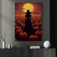 Witch In The Field Pumpkin Halloween Canvas Painting, Wall Art Decor - Witch Halloween Poster Gift