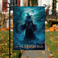 Halloween Witch Flag, Let The Magic Begin Striking Water Witch In The Storm, Flag Gift For Halloween Decor, Gift For Garden Flag