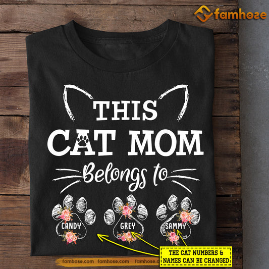 Personalized Cat T-shirt, This Mom Belongs To Catshoes, Mother's Day Gift For Cat Lovers, Cat Owners, Cat Tees